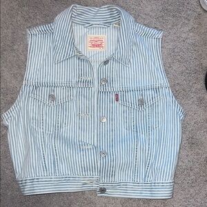 Levi's Blue & White Striped Denim Vest